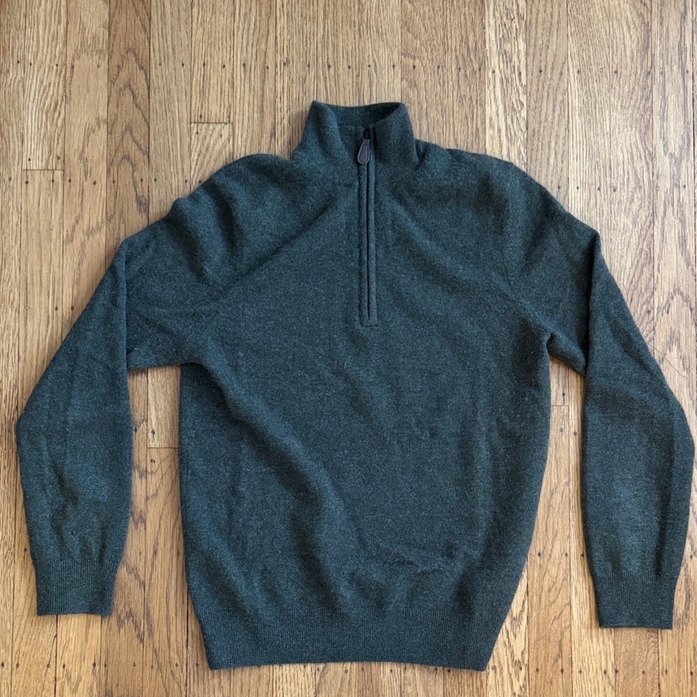 Wills Green Cashmere Half-Zip Sweater (s)